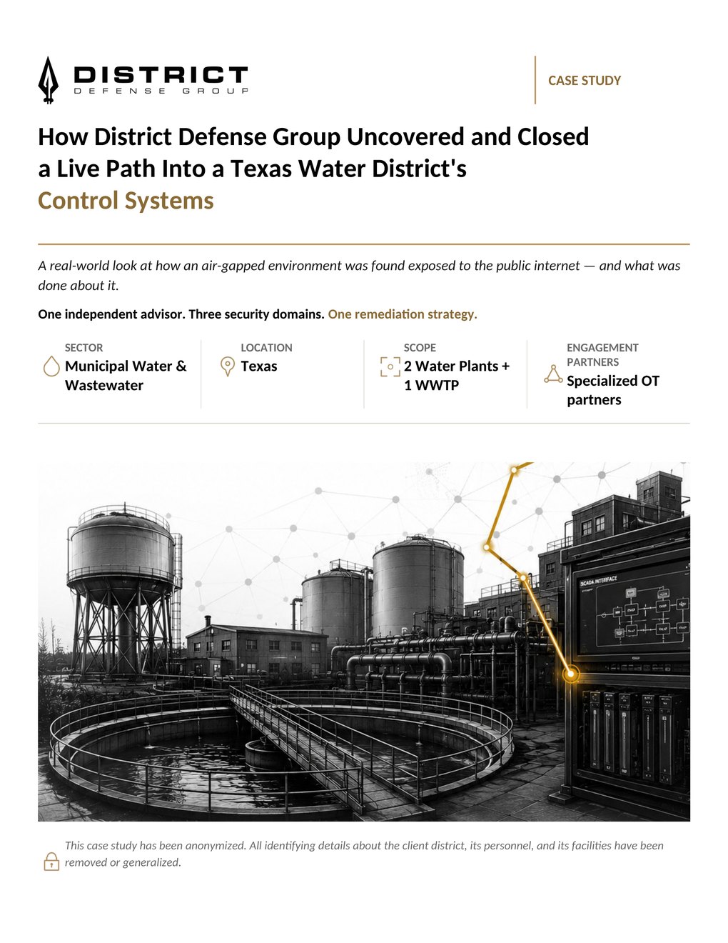 Cover of the DDG case study for a Texas municipal water and wastewater district, district name removed
